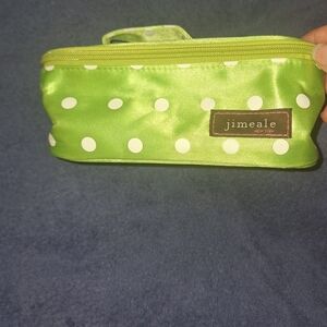 Jimeale Lime Green Polka Dot Make up Pouch